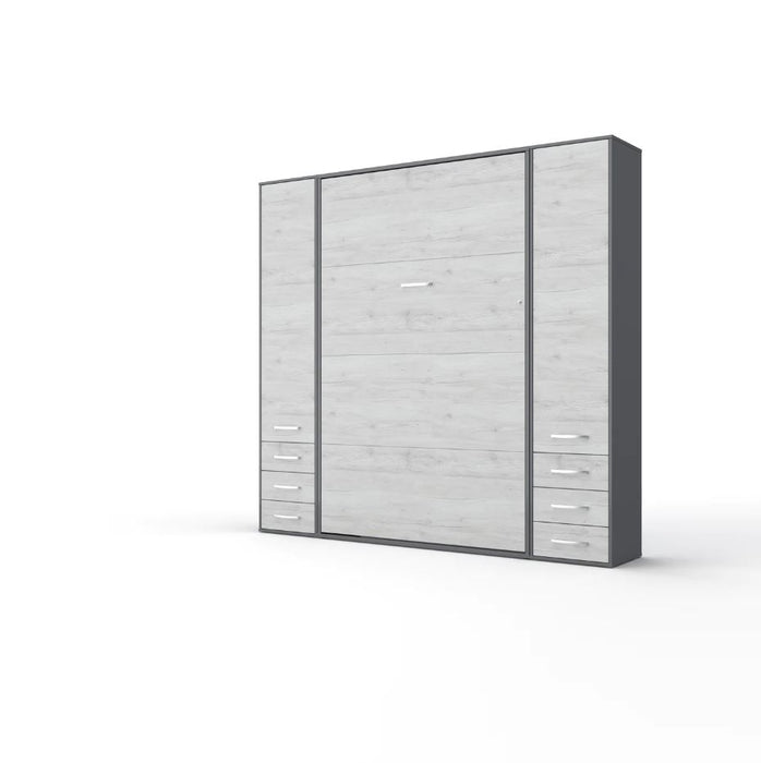 Maxima House Invento Vertical Wall Bed, European Full Size with 2 cabinets