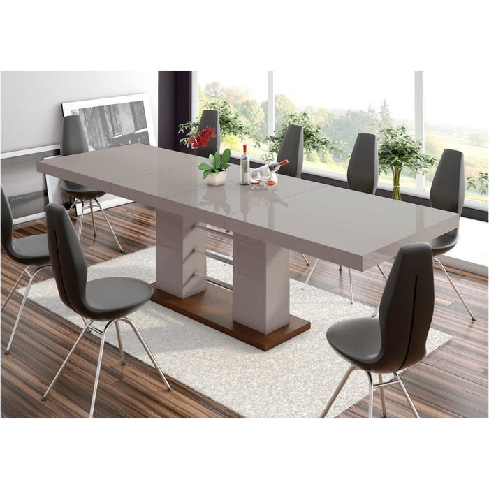 Maxima House LINOSA High Gloss Dining Table with Extension in Cappuccino