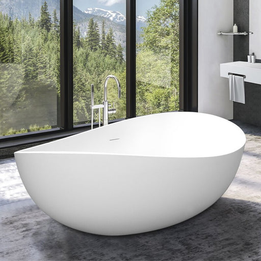 Clovis Goods 63" x 38" Freestanding Soaking Solid Surface Bathtub 20S01105-63 - Modern Homes Supply