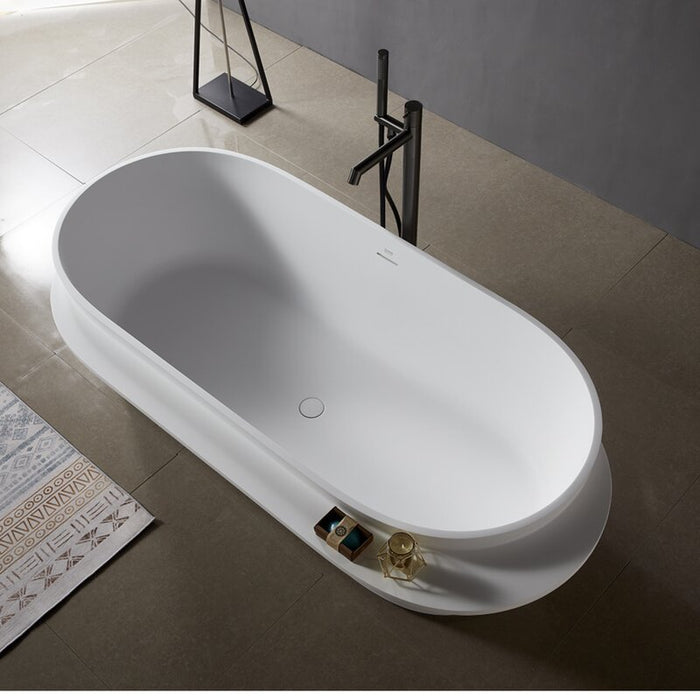 Clovis Goods 71'' x 33.5'' x 22'' Freestanding Soaking Solid Surface Bathtub 21S01102-71 - Modern Homes Supply