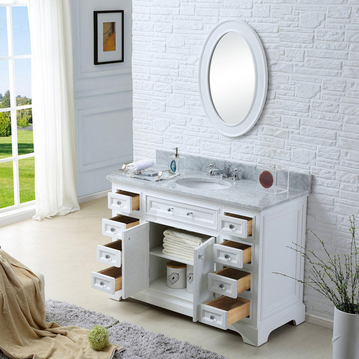 Water Creation Derby Collection Carrara White Marble Countertop Bath Vanity
