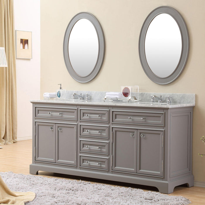 Water Creation Derby Collection Carrara White Marble Countertop Bath Vanity