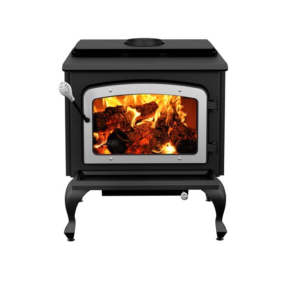 Drolet Escape 1800 Wood Stove On Legs With Brushed Nickel Door DB03112 - Modern Homes Supply