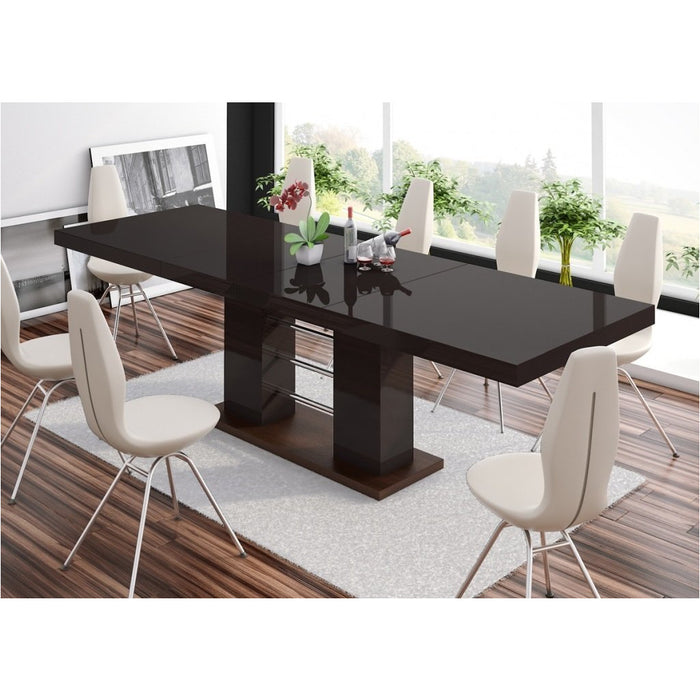Maxima House LINOSA High Gloss Dining Table with Extension in Brown