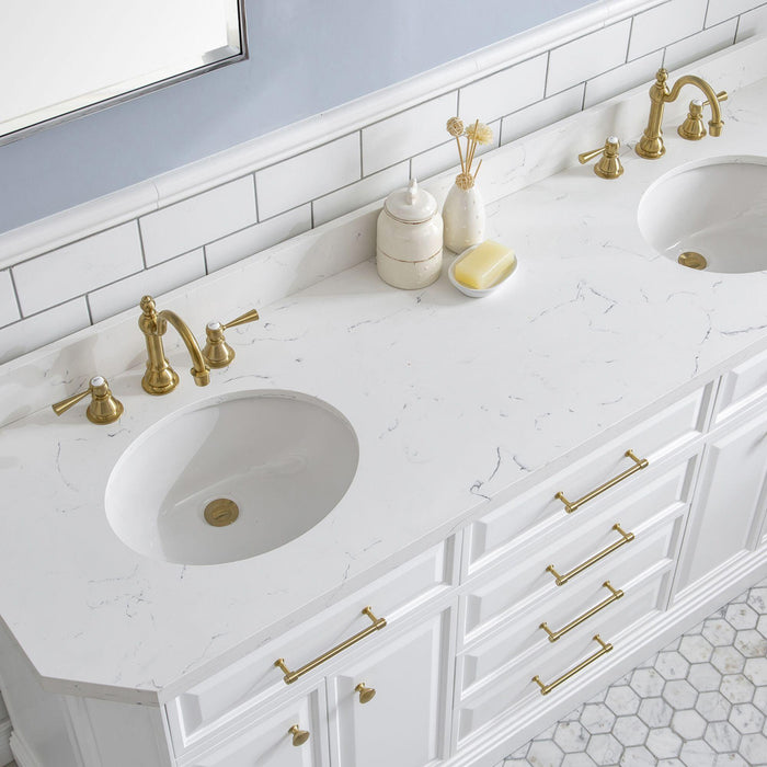 Water Creation Palace Collection White Quartz Countertop Bath Vanity