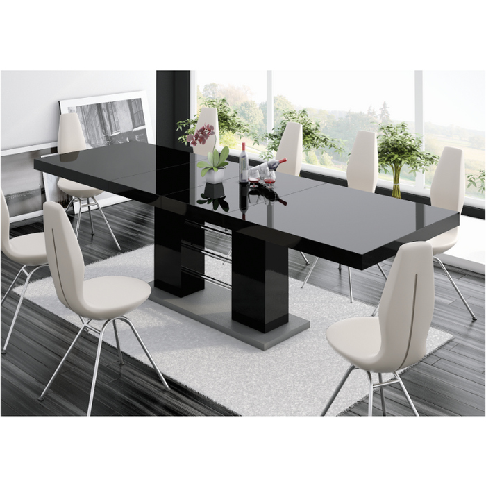Maxima House LINOSA High Gloss Dining Table with Extension in Black